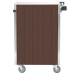 Lakeside 815W 4 Shelf Medium Duty Stainless Steel Utility Cart with Enclosed Base and Walnut Finish - 16 7/8