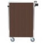 Lakeside 815W 4 Shelf Medium Duty Stainless Steel Utility Cart with Enclosed Base and Walnut Finish - 16 7/8