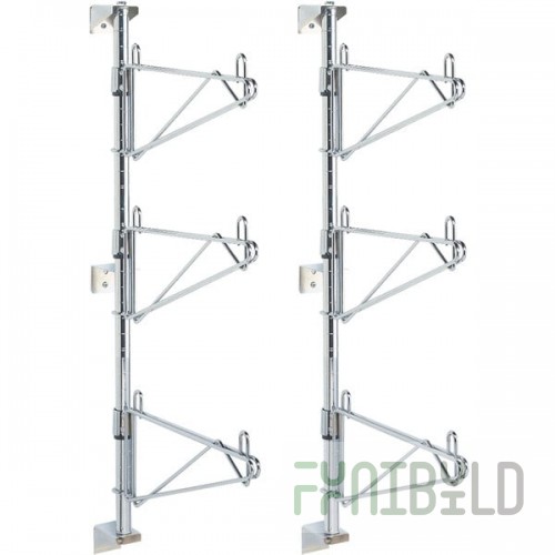 Metro SW25C Super Erecta Chrome Triple Level Post-Type Wall Mount End Unit for 14