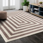 Abani Casa Collection 4' x 6' Beige / Cream Contemporary Rectangular Area Rug Abani Casa Collection 4' x 6' Beige / Cream Contemporary Rectangular Area Rug