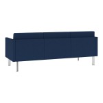 Lesro Luxe Lounge Series Patriot Plus Imperial Blue Vinyl 3-Seat Sofa with Upholstered Arms and Steel Legs Lesro Luxe Lounge Series Patriot Plus Imperial Blue Vinyl 3-Seat Sofa with Upholstered Arms and Steel Legs