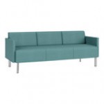 Lesro Luxe Lounge Series Patriot Plus Imperial Blue Vinyl 3-Seat Sofa with Upholstered Arms and Steel Legs Lesro Luxe Lounge Series Patriot Plus Imperial Blue Vinyl 3-Seat Sofa with Upholstered Arms and Steel Legs