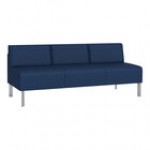 Lesro Luxe Lounge Series Patriot Plus Imperial Blue Vinyl 3-Seat Sofa with Upholstered Arms and Steel Legs Lesro Luxe Lounge Series Patriot Plus Imperial Blue Vinyl 3-Seat Sofa with Upholstered Arms and Steel Legs