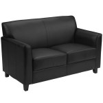 Flash Furniture BT-827-2-BK-GG Hercules Diplomat Black Leather Loveseat with Wooden Feet Flash Furniture BT-827-2-BK-GG Hercules Diplomat Black Leather Loveseat with Wooden Feet