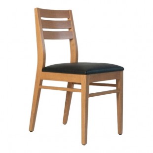 QA Group Natural Beech Wood Ladder Back Dining Chair with Black Faux Leather Seat QA Group Natural Beech Wood Ladder Back Dining Chair with Black Faux Leather Seat