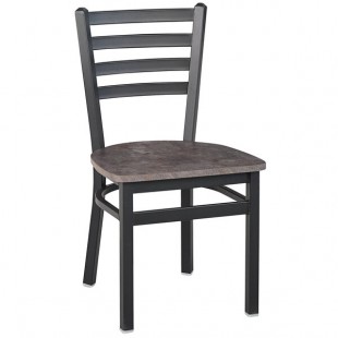 BFM Seating Lima Sand Black Customizable Steel Ladder Back Side Chair with Relic Rustic Copper Seat