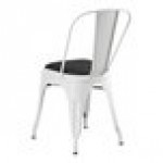 Lancaster Table & Seating Alloy Pearl White Indoor Cafe Chair with Black Vinyl Cushion Lancaster Table & Seating Alloy Pearl White Indoor Cafe Chair with Black Vinyl Cushion
