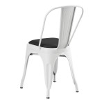 Lancaster Table & Seating Alloy Pearl White Indoor Cafe Chair with Black Vinyl Cushion Lancaster Table & Seating Alloy Pearl White Indoor Cafe Chair with Black Vinyl Cushion