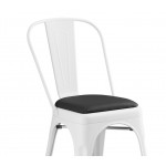 Lancaster Table & Seating Alloy Pearl White Indoor Cafe Chair with Black Vinyl Cushion Lancaster Table & Seating Alloy Pearl White Indoor Cafe Chair with Black Vinyl Cushion