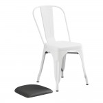 Lancaster Table & Seating Alloy Pearl White Indoor Cafe Chair with Black Vinyl Cushion Lancaster Table & Seating Alloy Pearl White Indoor Cafe Chair with Black Vinyl Cushion