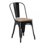 Lancaster Table & Seating Alloy Onyx Black Indoor Cafe Chair with Natural Wood Seat