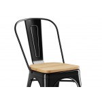 Lancaster Table & Seating Alloy Onyx Black Indoor Cafe Chair with Natural Wood Seat