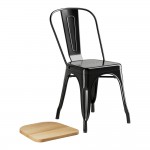 Lancaster Table & Seating Alloy Onyx Black Indoor Cafe Chair with Natural Wood Seat