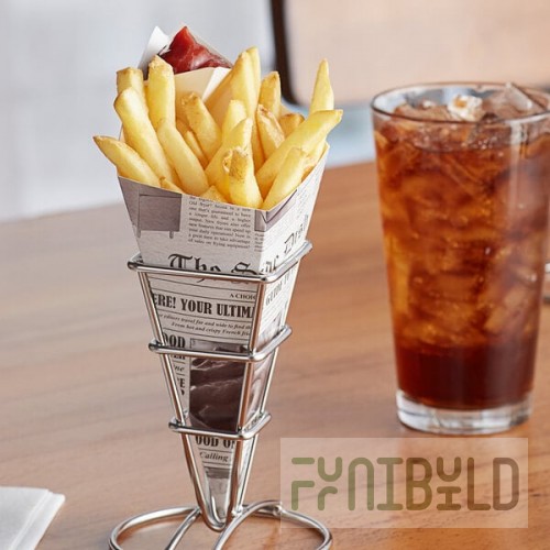Carnival King 10 oz. News Print Square Cardboard Fry Cone - 500/Case