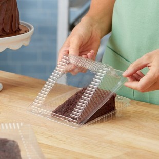 Polar Pak Clear Plastic Hinged Large Cake Slice Container - 240/Case Polar Pak Clear Plastic Hinged Large Cake Slice Container - 240/Case