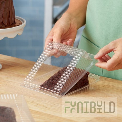 Polar Pak Clear Plastic Hinged Large Cake Slice Container - 240/Case