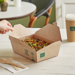 New Roots Kraft PLA-Lined Compostable #3 Take-Out Container 7 3/4