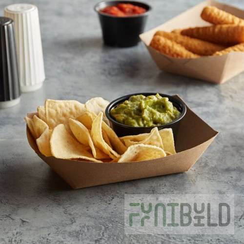 #200 2 lb. Natural Eco-Kraft Customizable Paper Food Tray - 250/Pack
