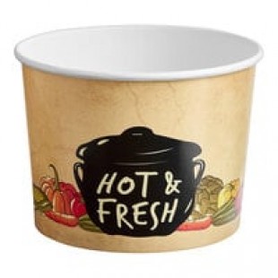 Huhtamaki 60464 64 oz. Streetside Print Double Poly-Paper Soup / Hot Food Cup - 250/Case