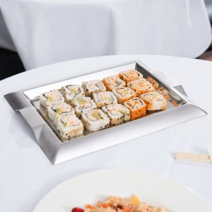 Vollrath 82093 Rectangular Stainless Steel Serving Tray with Handles - 12 Vollrath 82093 Rectangular Stainless Steel Serving Tray with Handles - 12