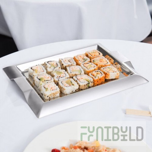 Vollrath 82093 Rectangular Stainless Steel Serving Tray with Handles - 12