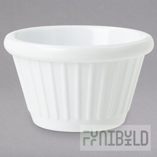 GET F-635-W 3 oz. White Fluted Melamine Ramekin - 48/Case