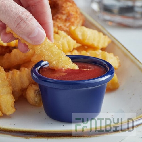 Acopa 1.5 oz. Blue Smooth Melamine Ramekin - 12/Case