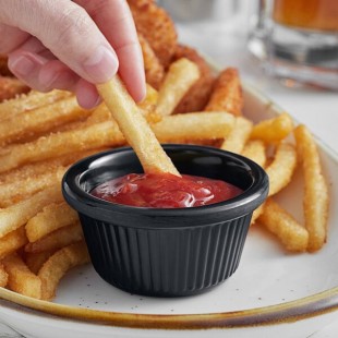 Acopa 2 oz. Black Fluted Melamine Ramekin - 12/Case