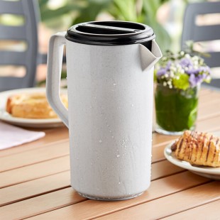 TableCraft 2.5 Qt. Granite Polypropylene Plastic Pitcher with 3-Way Black Sanitary Lid 144GRT - 12/Case