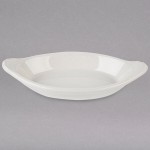 Hall China from Steelite International HL5280AWHA Ivory (American White) 12 oz. Oval Rarebit / Au Gratin Dish - 24/Case