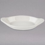 Hall China from Steelite International HL5280AWHA Ivory (American White) 12 oz. Oval Rarebit / Au Gratin Dish - 24/Case