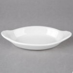 Hall China from Steelite International HL5280AWHA Ivory (American White) 12 oz. Oval Rarebit / Au Gratin Dish - 24/Case