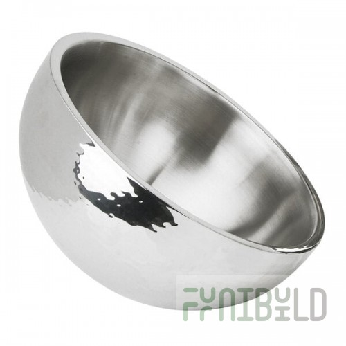 Eastern Tabletop 7212 160 oz. Stainless Steel Hammered Dual Angle Insulated Bowl
