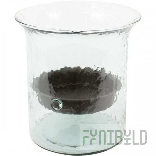 Kalalou Giant Glass Cylindrical Hurricane Candle Holder with Rustic Metal Insert