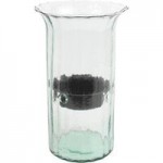 Kalalou Giant Glass Cylindrical Hurricane Candle Holder with Rustic Metal Insert