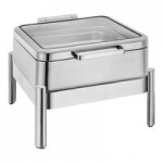 Eastern Tabletop 5-Star Series Jazz Smooth 6 Qt. 2/3 Size Square Stainless Steel Induction Chafer with Hinged Glass Lid 3874G Eastern Tabletop 5-Star Series Jazz Smooth 6 Qt. 2/3 Size Square Stainless Steel Induction Chafer with Hinged Glass Lid 3874G