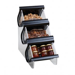 Rosseto EZO715 3 Compartment Black Acrylic Condiment EZ-Organizer