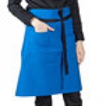 Uncommon Chef 3118 Blue Customizable 100% Cotton Canvas Mod Waist Apron with Black Webbing and 3 Pockets - 24