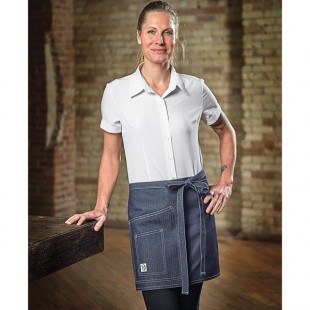 Mercer Culinary M63202DEN Metro Edge Stellar Indigo Cotton Denim Waist Apron with 2 Pockets - 15 3/4