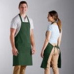 Choice Kelly Green Poly-Cotton Standard Bib Apron with 2 Pockets - 34