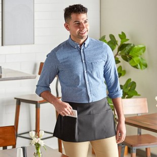 Choice Black Polyester Standard Waist Apron with 3 Pockets - 12