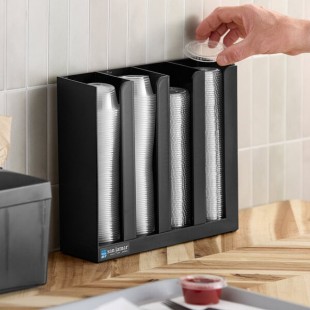 San Jamar PCL2 Black 4-Section Countertop Portion Cup and Lid Organizer San Jamar PCL2 Black 4-Section Countertop Portion Cup and Lid Organizer