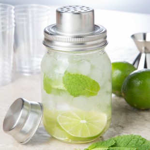 TableCraft MJS14 14 oz. Glass 3-Piece Mason Jar Cocktail Shaker