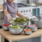 Choice Stainless Steel Standard Mixing Bowl Set with Silicone Bottom - 9/Set
