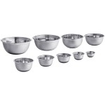 Choice Stainless Steel Standard Mixing Bowl Set with Silicone Bottom - 9/Set