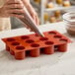 Silikomart SF098 SiliconFLEX 12 Compartment Cylinders Silicone Baking Mold - 1 7/8