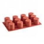 Silikomart SF098 SiliconFLEX 12 Compartment Cylinders Silicone Baking Mold - 1 7/8