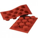 Silikomart SF098 SiliconFLEX 12 Compartment Cylinders Silicone Baking Mold - 1 7/8
