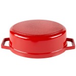 GET Heiss 12 oz. Red / White Enamel Coated Cast Aluminum Mini Coated Cast Aluminum Oval Pot with Lid CA-003-RW/CC GET Heiss 12 oz. Red / White Enamel Coated Cast Aluminum Mini Coated Cast Aluminum Oval Pot with Lid CA-003-RW/CC