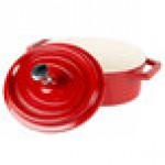 GET Heiss 12 oz. Red / White Enamel Coated Cast Aluminum Mini Coated Cast Aluminum Oval Pot with Lid CA-003-RW/CC GET Heiss 12 oz. Red / White Enamel Coated Cast Aluminum Mini Coated Cast Aluminum Oval Pot with Lid CA-003-RW/CC